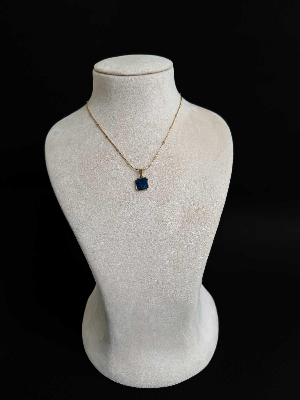 Black Square Pendant Necklace