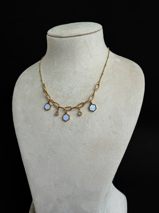 Celestial Hexagon Charm Necklace