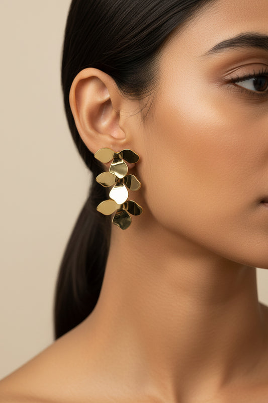 Tiered Gold Floral Cascade Drop Earrings