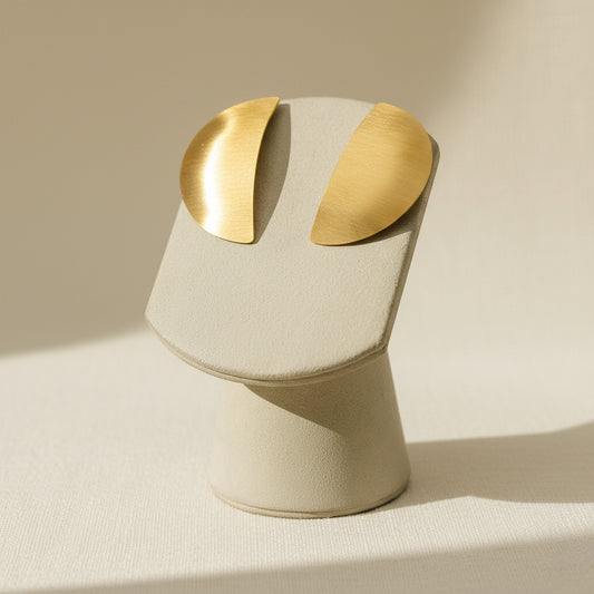 Brushed Gold Half-Moon (Semicircle) Statement Earrings
