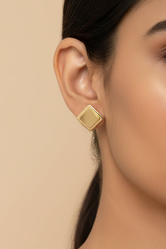 Dual-Tone Layered Square Earrings