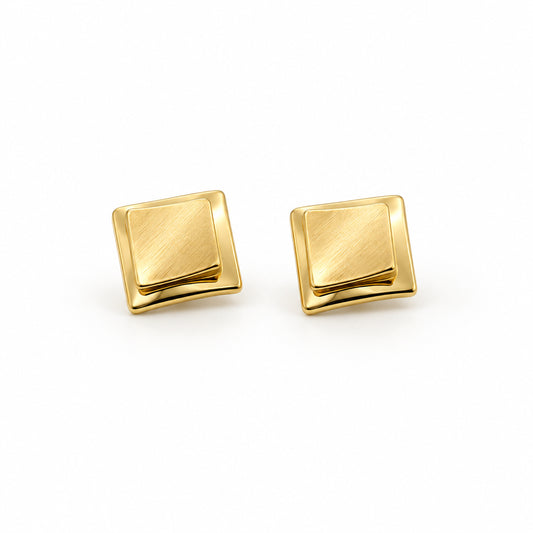 Dual-Tone Layered Square Earrings