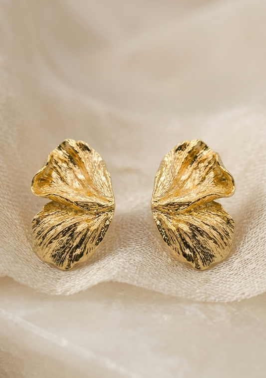 Textured Floral Leaf Earrings