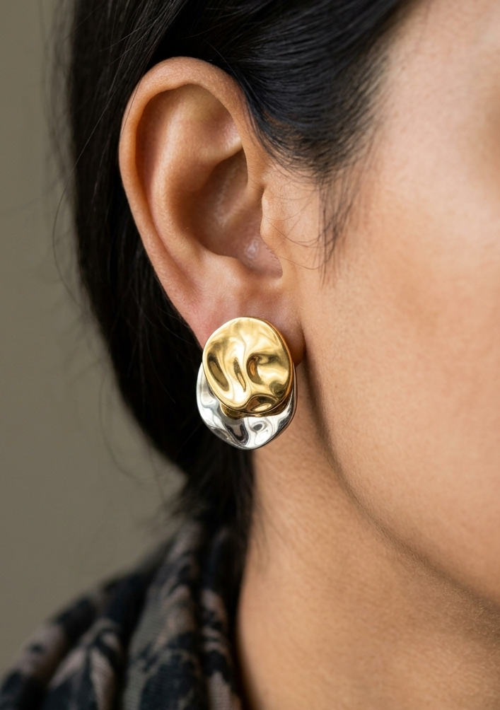 Two-Tone Stud Earrings