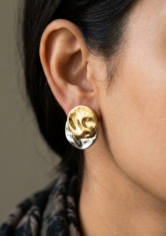 Two-Tone Stud Earrings