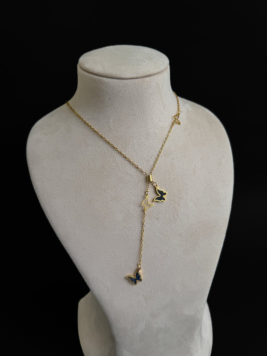 Gold Butterfly Drop Necklace