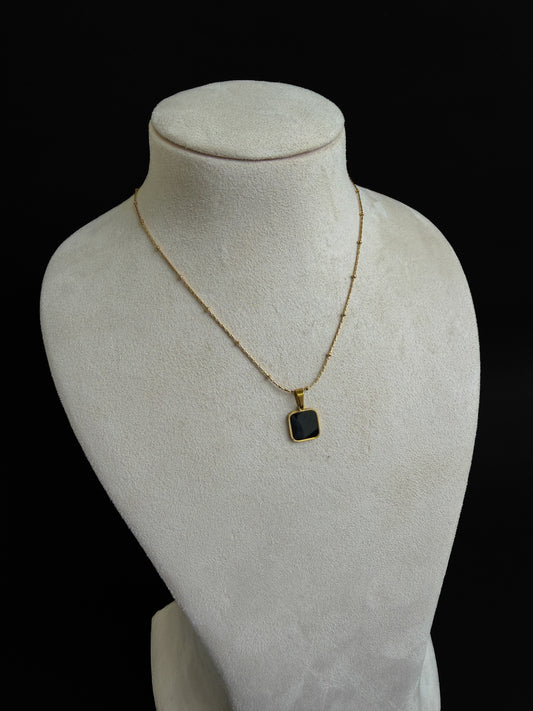 Black Square Pendant Necklace
