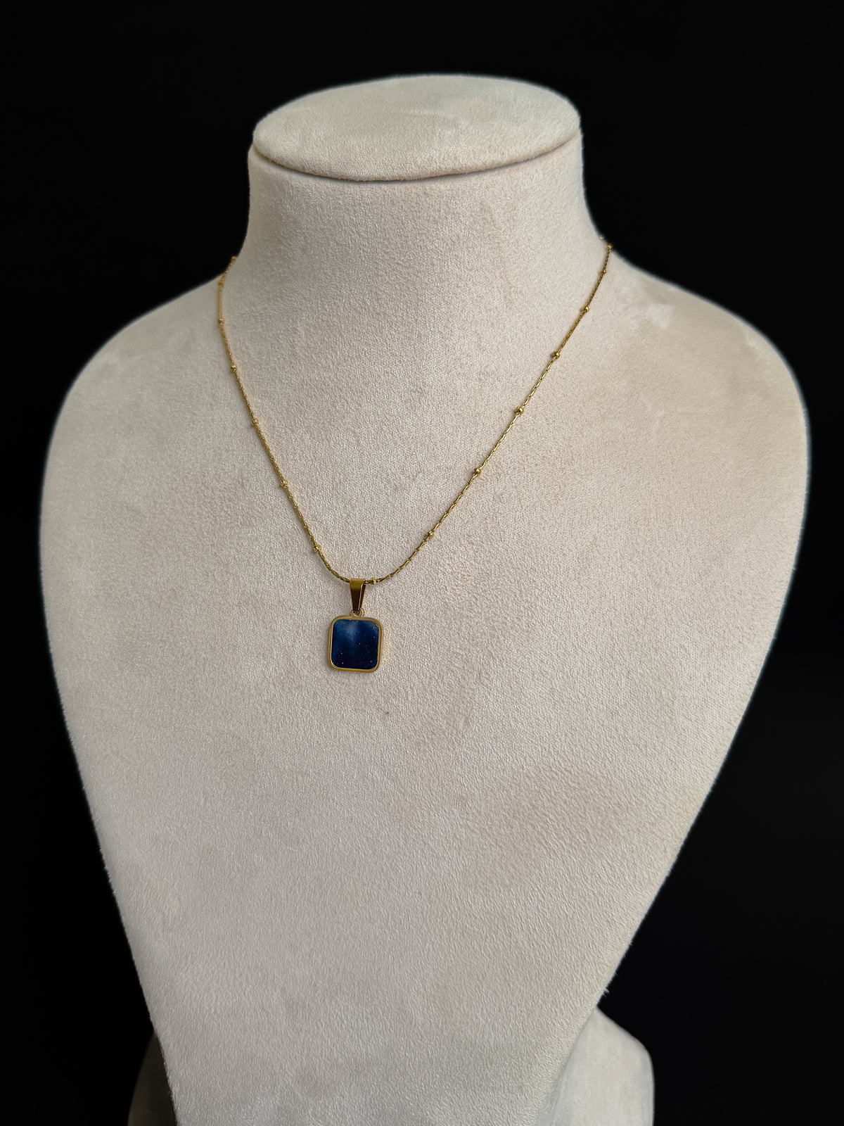 Black Square Pendant Necklace