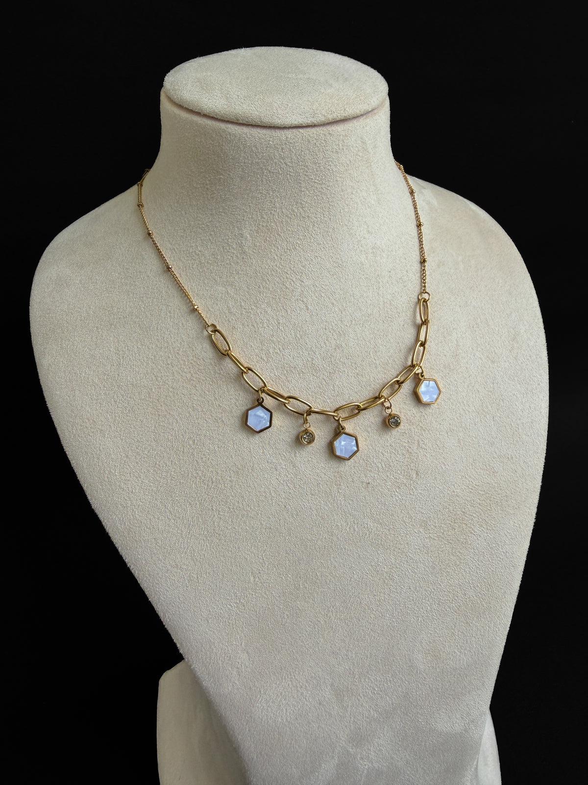 Celestial Hexagon Charm Necklace