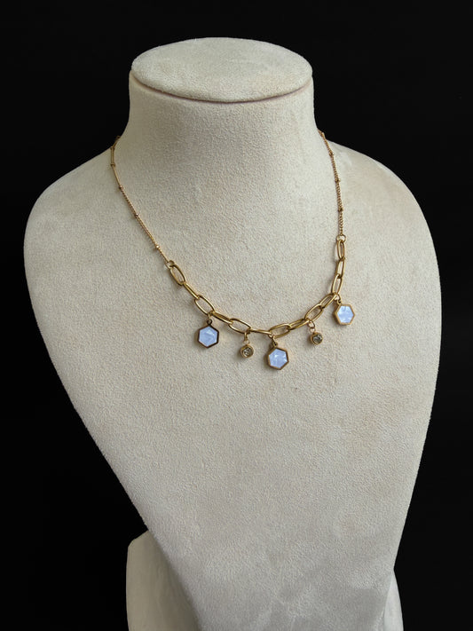 Celestial Hexagon Charm Necklace