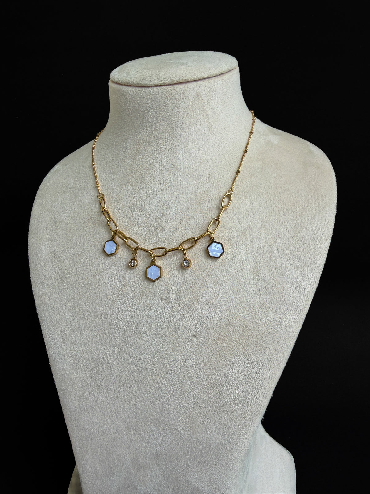 Celestial Hexagon Charm Necklace