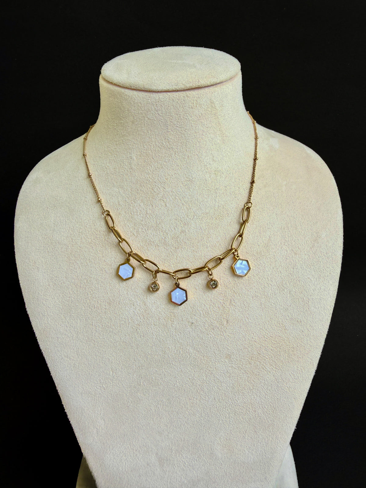 Celestial Hexagon Charm Necklace